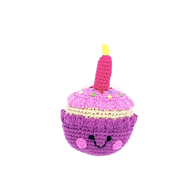 Pebble Knitted Friendly Cupcake Rattle