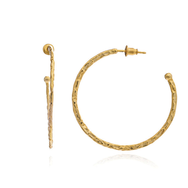 Azuni Hammered Hoop Earring - Large (Gold)