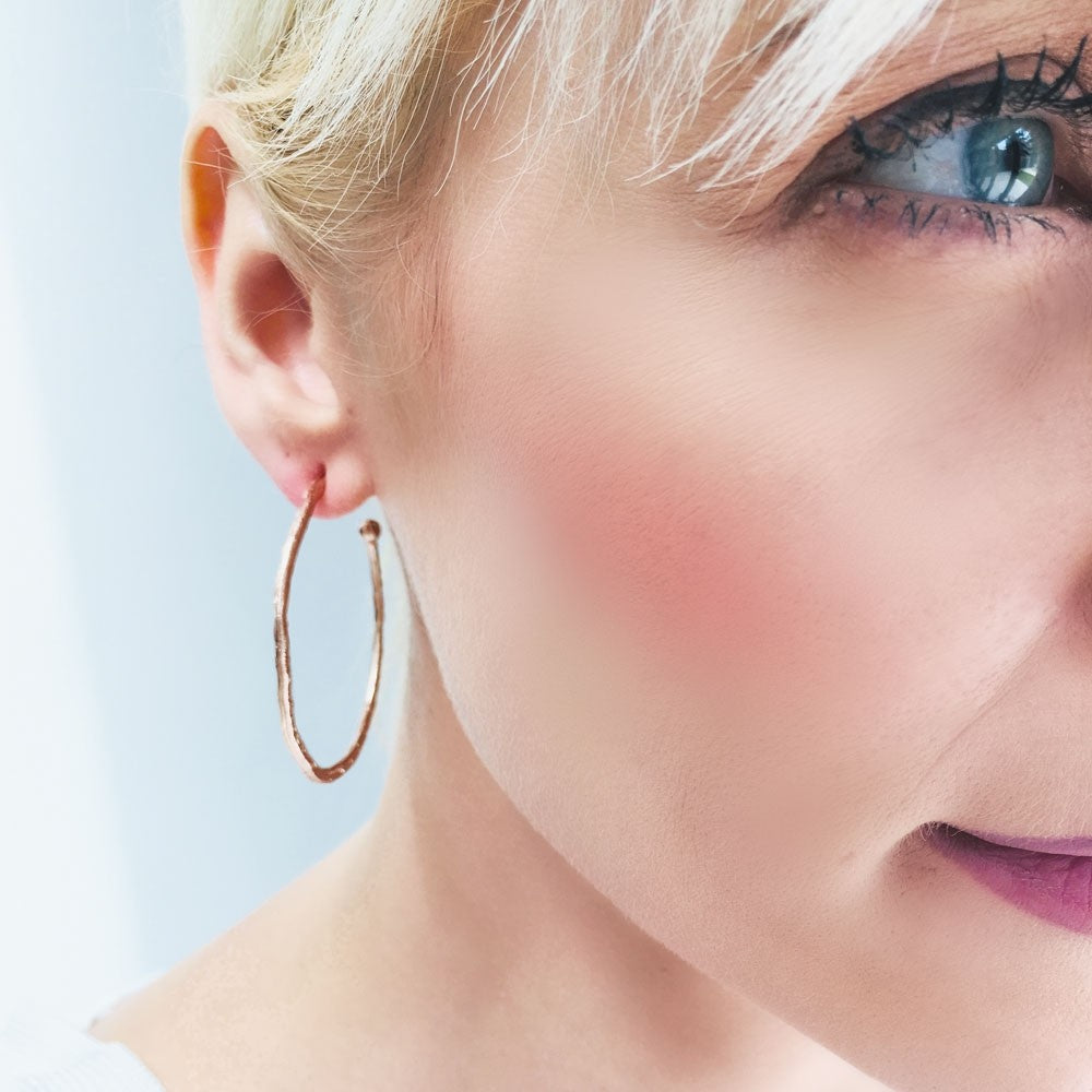 Azuni Hammered Hoop Earrings - Large Silver