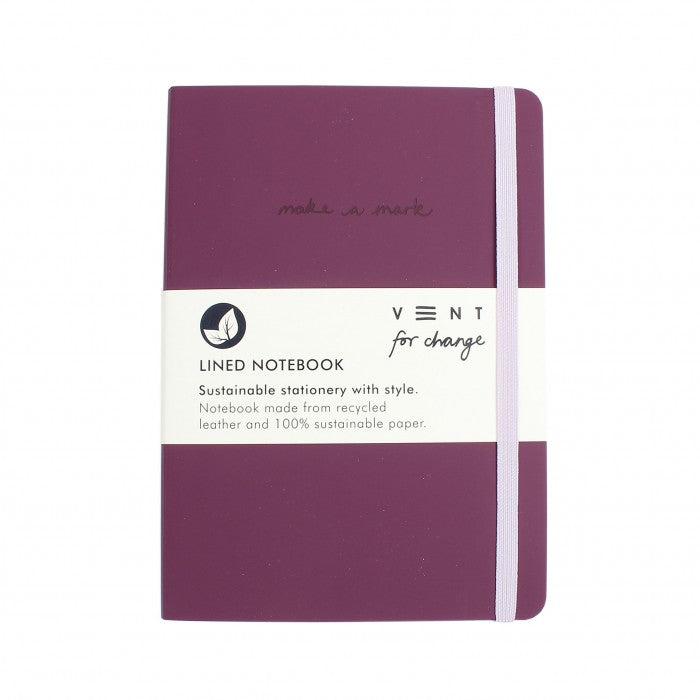 Recycled Leather A5 Lined Notebook – Deep Purple