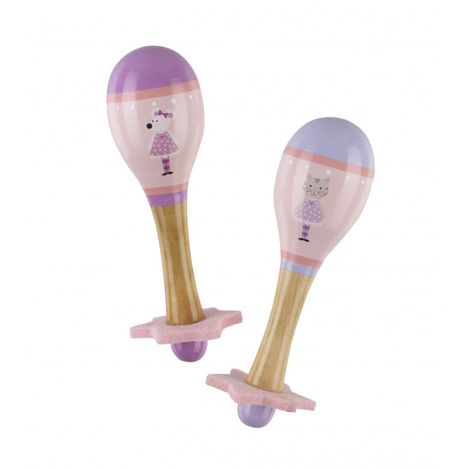 Pink Mouse & Cat Maraca Set