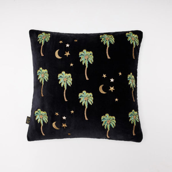 Elizabeth Scarlett Midnight Palm Cushion
