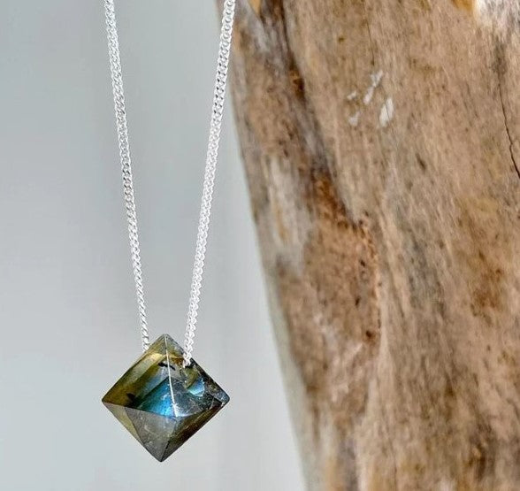 Lapis London Octahedron Pendant Necklace - Silver