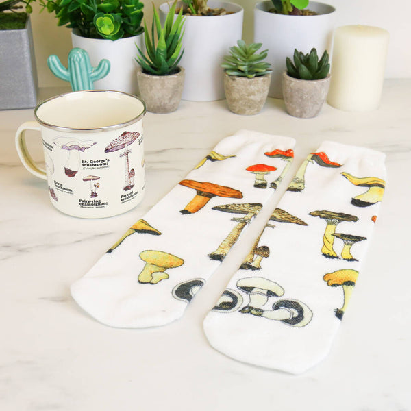 Mushroom Enamel Mug and Socks Gift Set