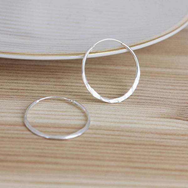 Fawn & Rose Small Silver Half Hammered Hoops