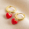 Lisa Angel Enamel Heart Huggie  Hoop Earrings