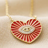Lisa Angel Red Evil Eye Heart Pendant Necklace Gold