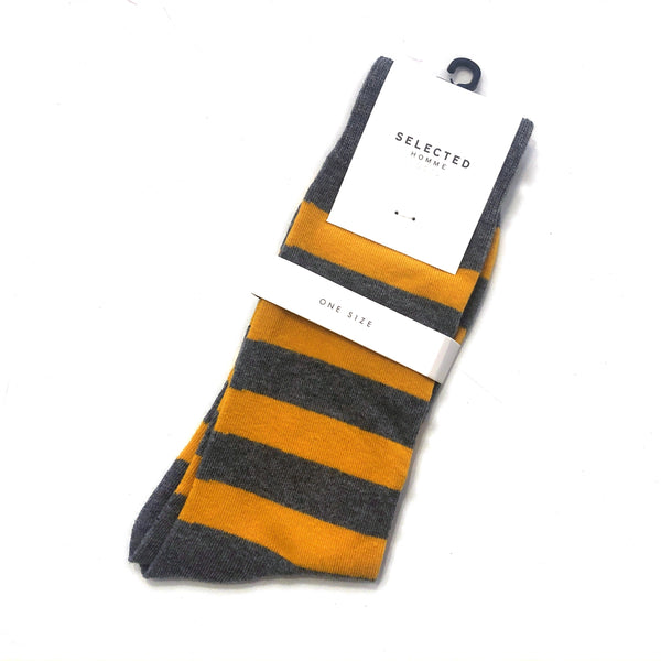 Men's Selected Homme Big Stripe Socks - Golden Glow