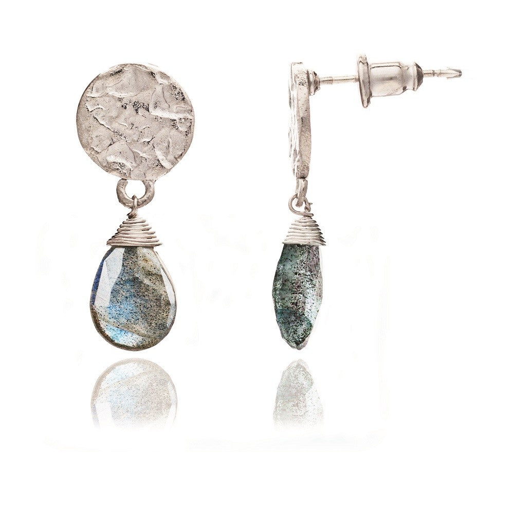 Azuni Athena Drop Gemstone Earrings Silver