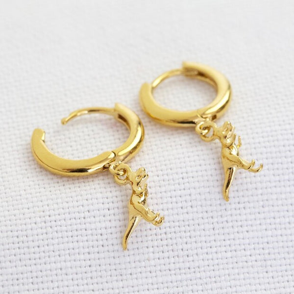 Lisa Angel T-Rex Dinosaur Huggie Hoop Earrings in Gold