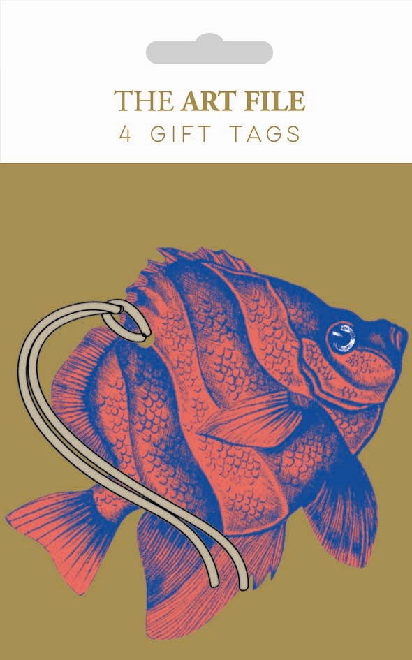 Set of 4 fish foil gift tags