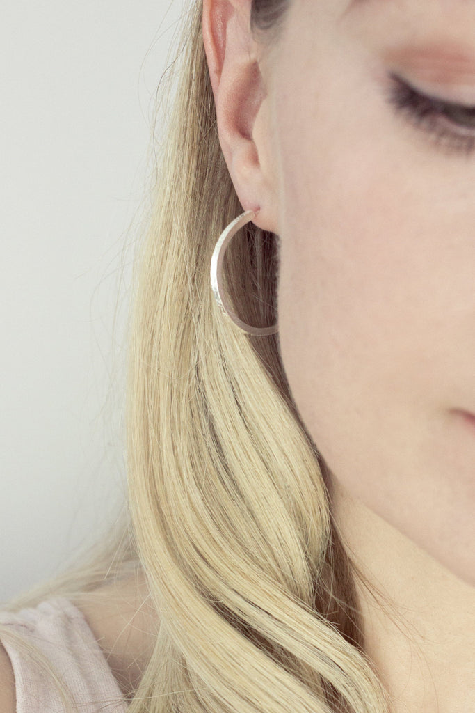 Fawn & Rose Silver Textured Hoops