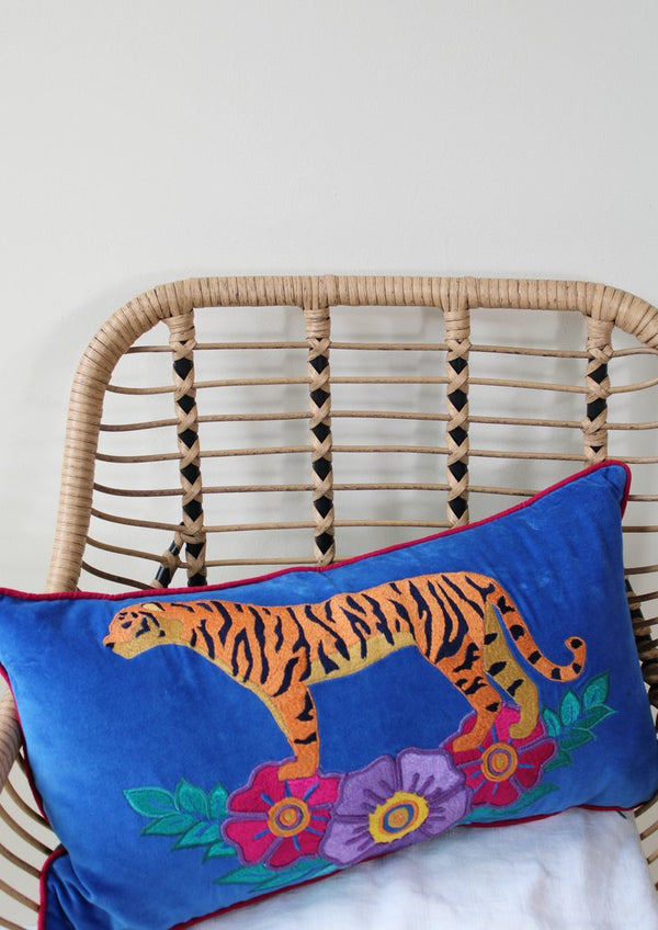 Wild Tiger Embroidered Cushion