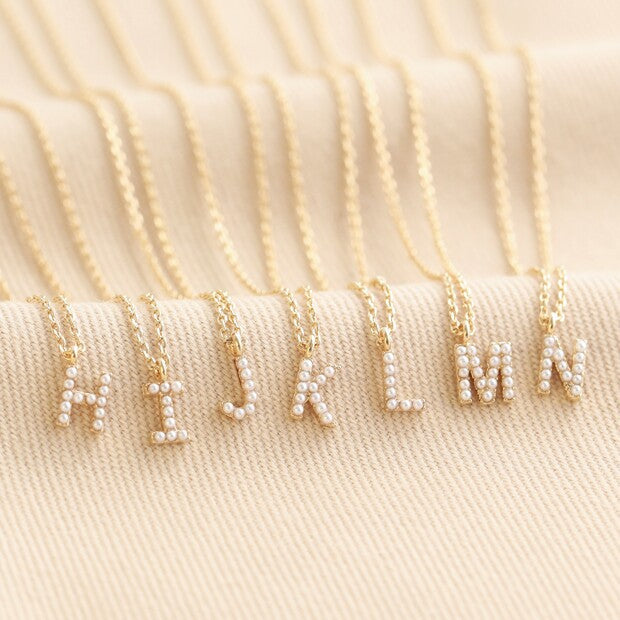 Lisa Angel Tiny Pearl Initial Charm Necklace in Gold