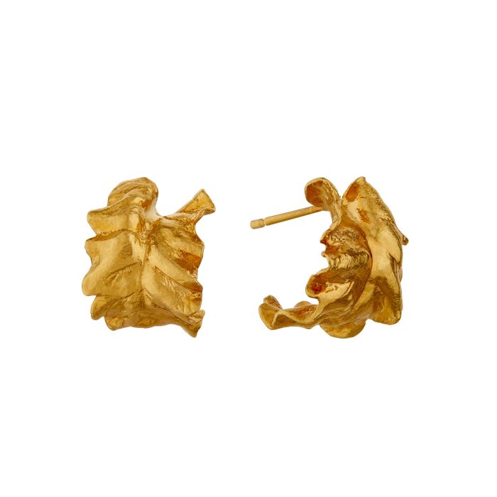 Alex Monroe Chard Leafy Hoop Earrings - Gold